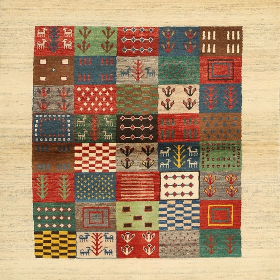 Ahgly Company Machine Washable Indoor Square Contemporary Sienna Brown Area Rugs, 3' Square