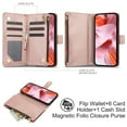 thumbnail image 2 of Dteck for Google Pixel 9 Pro XL Case, Crossbody Shoulder Strap RFID Blocking Shockproof Magnetic Closure Flip Stand Card Slot Wallet Zipper Lanyard Phone Case Cover, Rosegold, 2 of 10