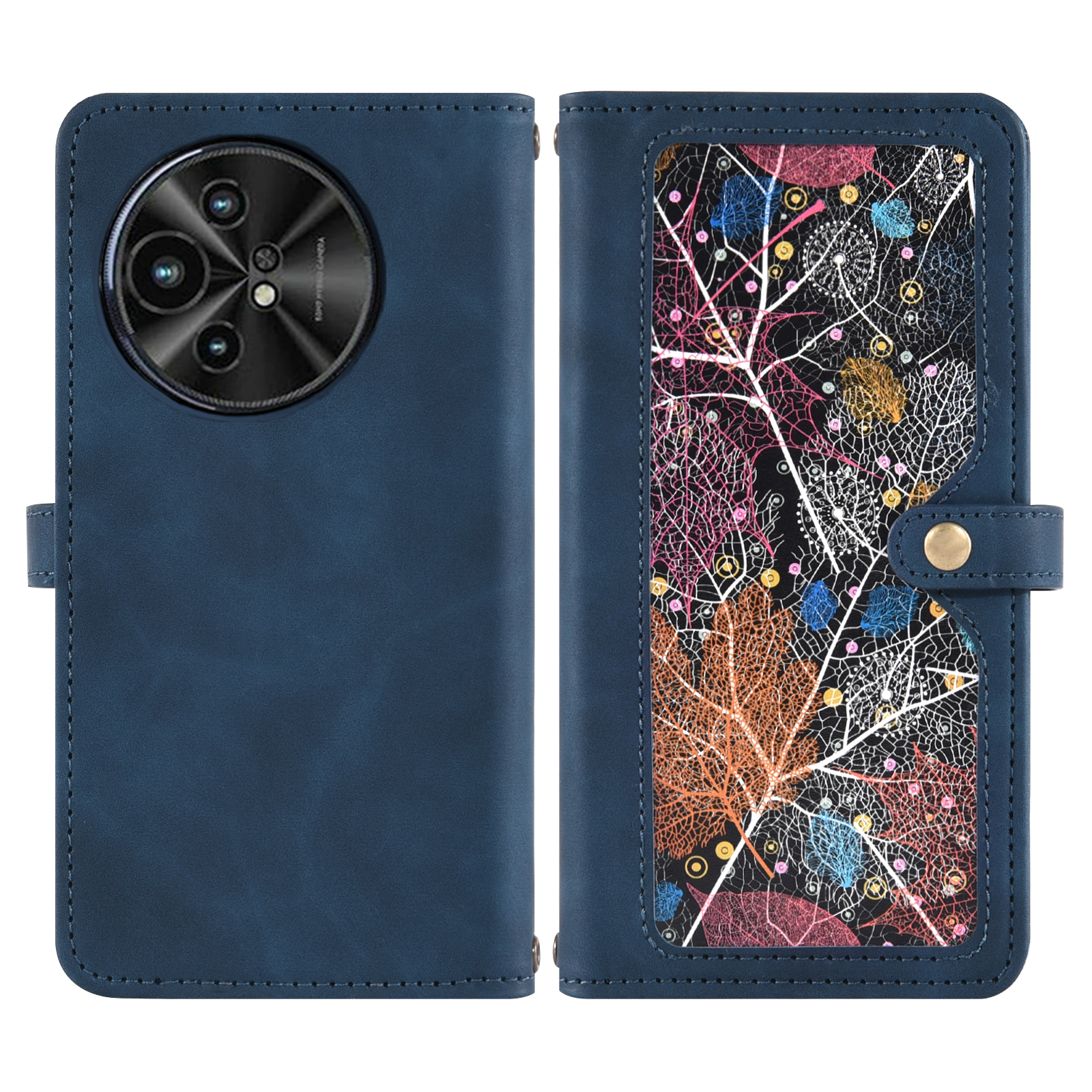 Asuwish Phone Case for TCL 50 XL 5G Wallet Cover With Tempered Glass Screen Protector Crossbody Wrist Strap Flip Pattern Zipper Credit Card Holder Stand Slot Cell TCL50XL 50XL T702W Women Men Blue