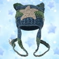 thumbnail image 3 of AJGRHE Beanies Cat Beanie Y2k Beanie Goth Knit Hat Grunge Crochet Hats for Women y2k Accessories Star Cat Ear Cap For Adults Warm Hand Crocheted Ear Striped Wool Ear Cap Blue1 One Size, 3 of 4