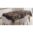 thumbnail image 1 of Ambesonne Ethnic Tablecloth Rectangular Table Cover, Floral Geometric Shapes, 60"x84", Indigo Scarlet, 1 of 3