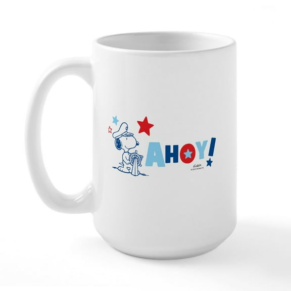 CafePress - Snoopy AHOY Mugs - 15 oz Ceramic Large White Novelty Mug