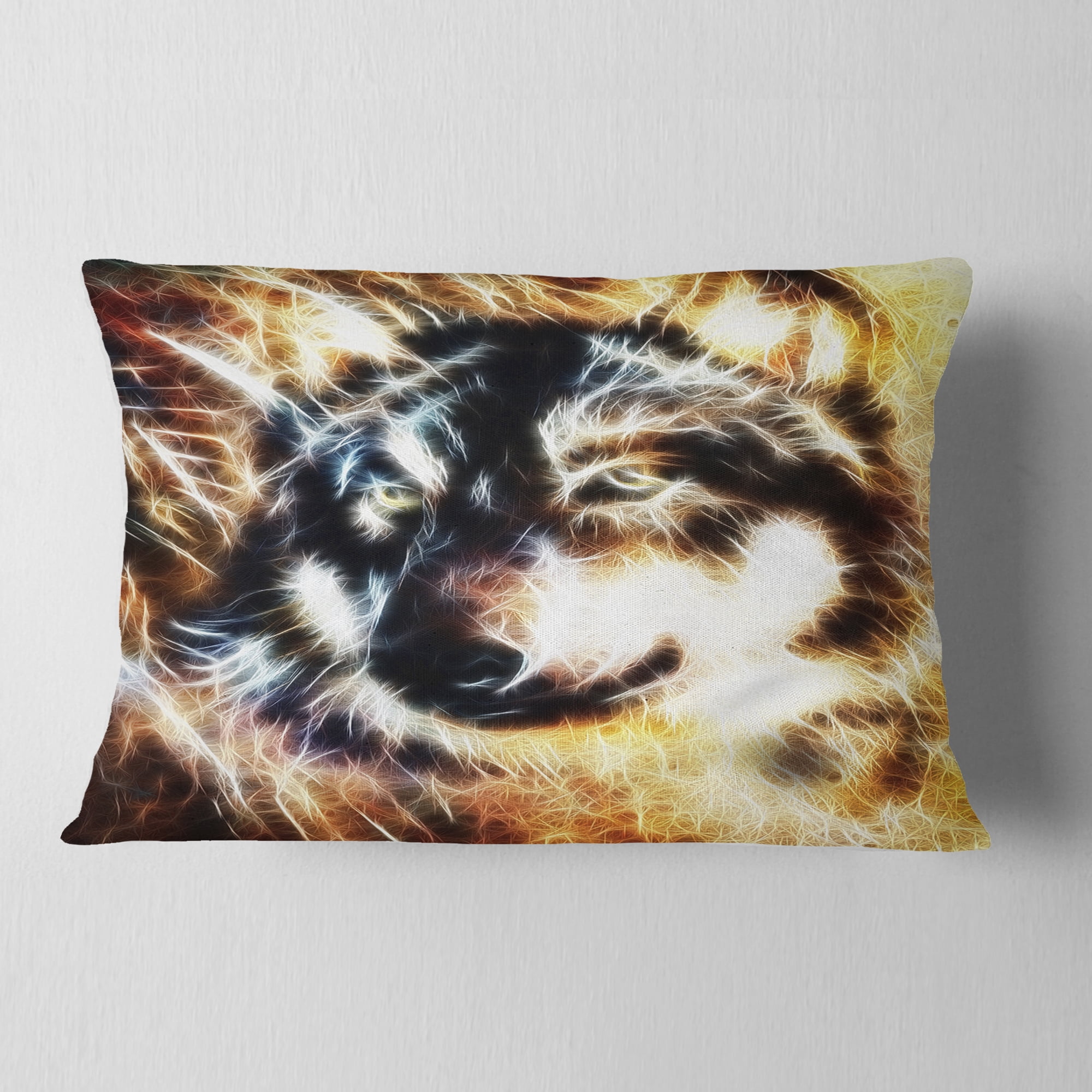 Designart Wolf Multicolor Collage - Abstract Throw Pillow - 12x20
