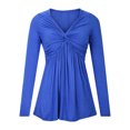 thumbnail image 4 of Pntutb Primavera Mujer Moda Cuello en V Manga larga Color sólido Sexy Casual Tee tops Pntutb Pntutb-460, 4 of 8
