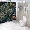thumbnail image 7 of Awypu Chic Modern Bathroom Decor Waterproof Shower Curtain Multiple Sizes Peacock On Cherry Tree Beautiful Bird Feather Wings Floral Branch Botanical White, 7 of 7