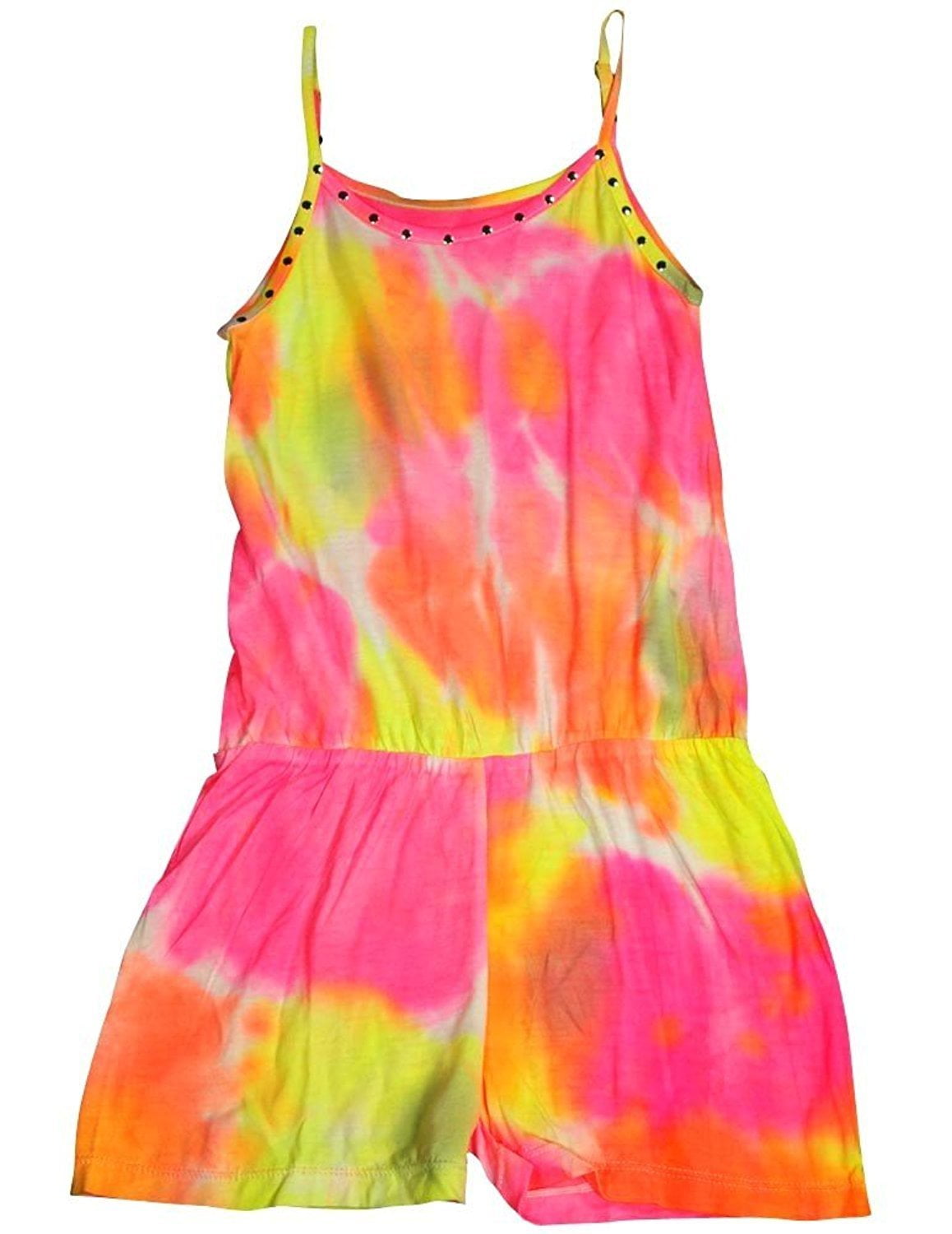 Flowers By Zoe Girls Spaghetti Strap Tank Romper Choose From 5 Prints Tie Dye 4 Walmart Com Walmart Com