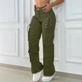 thumbnail image 2 of Levmjia Women's Cargo Pants High Waisted Utility Pants with Multiple Pockets Lace Up Side Casual Loose Fit Workwear Trousers, 2 of 8