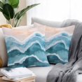 thumbnail image 2 of Navy Blue Waves Coastal Throw Pillow Covers 16x16 Inch Set of 2, Teal Ombre Summer Beach Oceans Waterproof Outdoor Pillow Covers, Decorative Cushion Pillowcases for Couch, Sofa, Bed, Garden, Patio, 2 of 9
