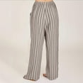 thumbnail image 5 of Patlollav Womens Trousers Stripe Drawstring Wide Leg Pants Waist Long Pants With Pocket, 5 of 7