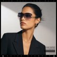 thumbnail image 3 of SA106 Womens Oversize Shield Curved Wrap Around Fashion Sunglasses / Gold Frame - Black Brown Lens, 3 of 7