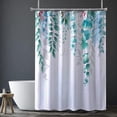 thumbnail image 3 of Cortina de ducha YONGSHENG tela floral tropical hojas verdes impermeable Lavable a máquina, 3 of 5