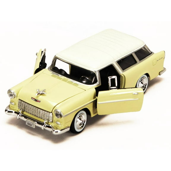 1955 Chevy Bel Air Nomad, Yellow - Motormax 73248 - 1/24 scale Diecast Model Toy Car