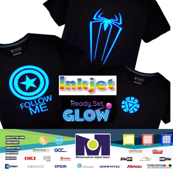 YANI- Inkjet Blue Glow In The Dark Iron On Fabrics Heat Transfer Paper 8.5”X11” 5 Sh