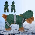 thumbnail image 5 of Abrigo impermeable mediano para perros, chaqueta para gatos con capucha ajustable y tira reflectante, mono para exteriores (verde, S), 5 of 5