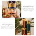 thumbnail image 4 of 15 in. Christmas Nutcracker Soldier – Wooden Nutcracker Toy Soldier Knight with a Staff in Hand Xmas Themed Holiday Nut Cracker Doll Figure Decorations, 4 of 6