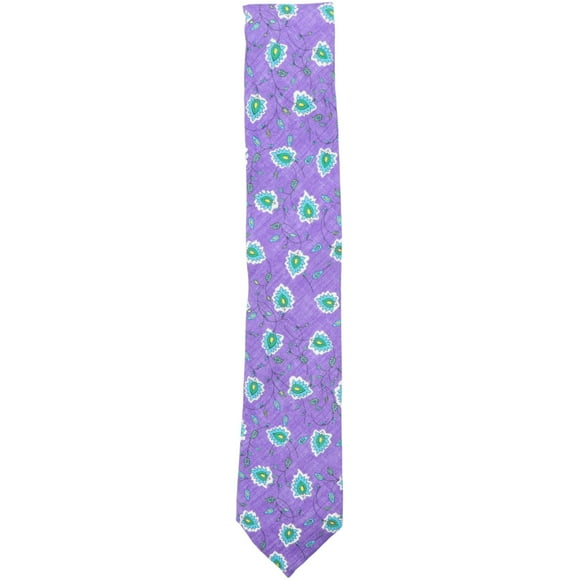 Altea Men's Purple / Turquoise Flowers Italian Floral Design Necktie - One Size