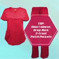 thumbnail image 5 of Natural Uniforms Women's Ultra Soft Stretch Drop-Neck 2 Pocket Scrub Top and Pants 82009200N (Red, X-Small), 5 of 7