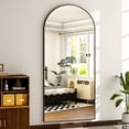thumbnail image 4 of BEAUTYPEAK 76"x34" Oversized Arched Metal Framed Standing Mirrors, Black, 4 of 9