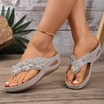 thumbnail image 2 of longantii Orthopedic Sandals with Arch Support Flip Flops for Women Flower Platform Wedge Sandals Soft Cushion Comfortable Dressy Slip on Thong Sandals Slippers for Summer Vacation Walking, 2 of 5