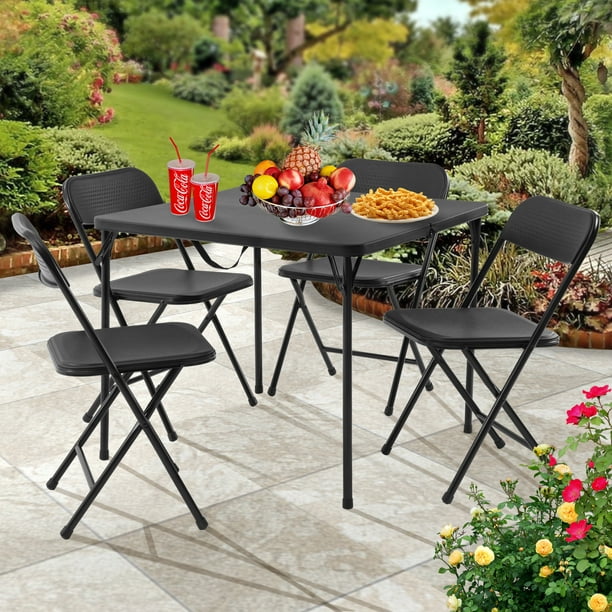 Mainstays 5 Piece Resin Plastic Card Table and Four Chairs Set