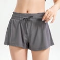 thumbnail image 4 of SWSMCLT Women's Running Shorts Quick-Dry High Waisted Elastic Waist Drawstring Tennis Yoga Athletic Sport Pants Summer Casual Lounge Flowy Gym Golf Workout Shorts with Liner Grey Large, 4 of 5