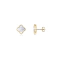 thumbnail image 2 of Mother of Pearl Four Leaf Clover Stud Earrings for Women in 925 Sterling Silver and Yellow Gold Plating Star Push Back Studs by Lavari Jewelers, 2 of 4