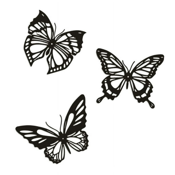 3 Uds Mariposa Metal DecoracióN de Pared Negro Mariposa Metal Pared Colgante DecoracióN Granja RúStica Hogar Oficina Dormitorio DecoracióN