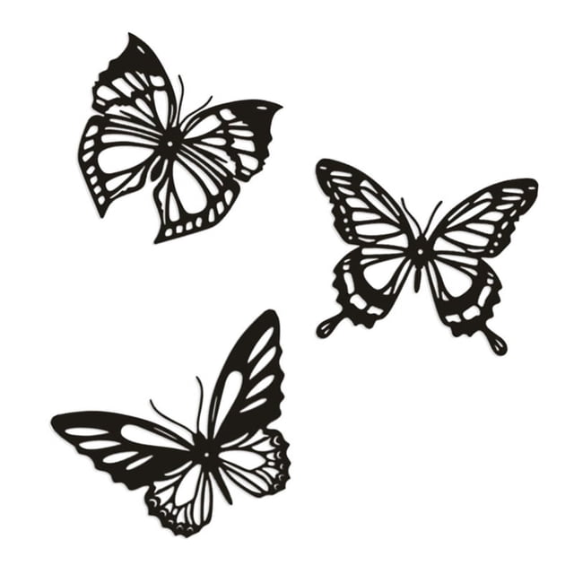 3 Uds Mariposa Metal DecoracióN de Pared Negro Mariposa Metal Pared Colgante DecoracióN Granja RúStica Hogar Oficina Dormitorio DecoracióN