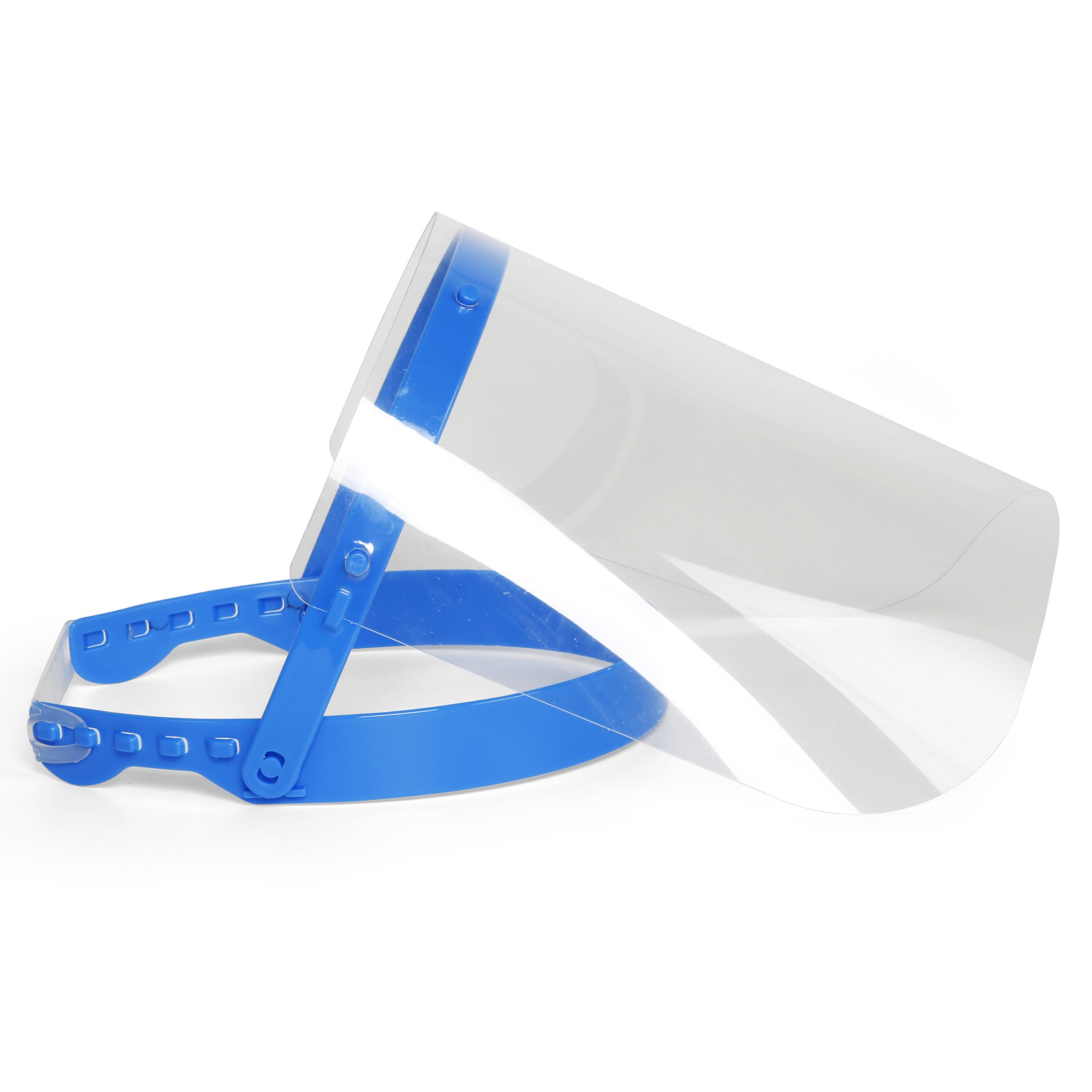 M&T Displays Reusable Face Shield for Kids, Adjustable Transparent Full Face Protective Visor, Eye & Head Protection, Barrier Against Coughing, Sneezing and Spitting, Facial Cover (2 Pack, Blue)