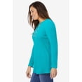 thumbnail image 3 of Woman Within Plus Size Embroidered Thermal Henley Tee, 3 of 6