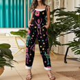 thumbnail image 4 of EANJE Halloween Overalls for Women Wide Leg Trendy Gothic Skull Floral Print Overalls Sleeveless Womens Rompers Straps Jumpsuit Loose Bib Overalls Winter Clothing Black 2XL, 4 of 6