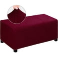 thumbnail image 1 of Red,M Ottoman Slipcover Velvet Footstool Cover Large Footrest Pouffe Protector Covers, Removable Washable Pouffe Cover Footrest Stool Protector for Living Room Bedroom, 1 of 5