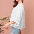 thumbnail image 5 of Ashirexll Summer Shirts for Women, Womens Casual Tops, Fashion Solid Color Casual Mesh 3/4 Sleeve V-Neck Comfortable Shirt, 5 of 5