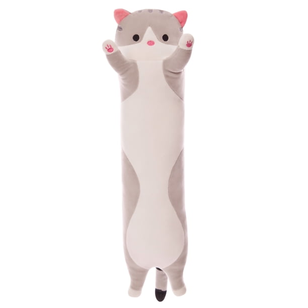 Juguete de gato de dibujos animados para bebé, almohada de peluche suave y larga, adorable animal de peluche para niños, gris, 50 cm/19,69 pulgadas