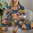 thumbnail image 5 of KLL Burning Rugby Balls Print Women's Long Sleeve Pajamas with Pants Sleepwear Loungewear 2 Set-XX-Large, 5 of 7