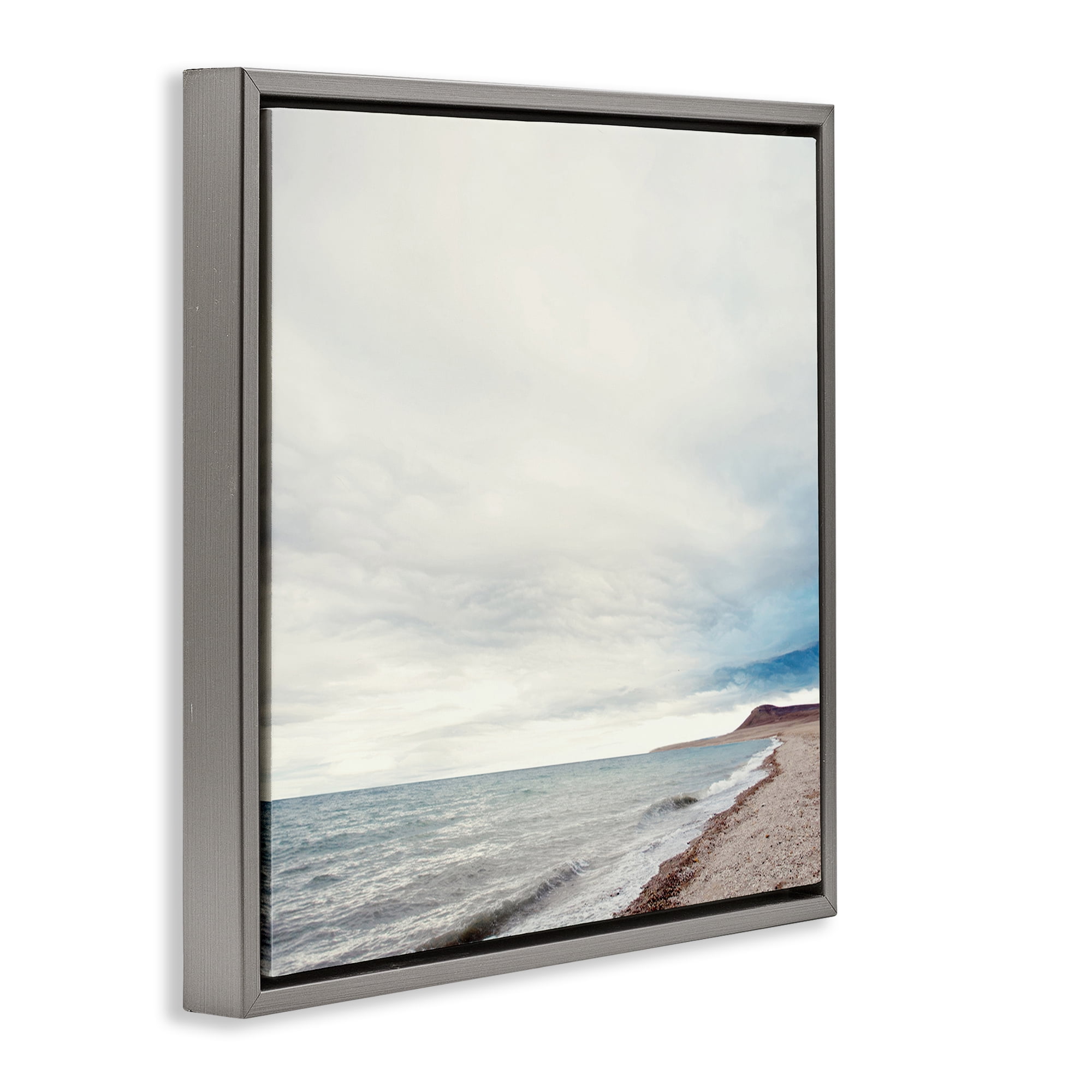 Stupell Industries Ocean At Sunrise Nautical & Beach Photography Gray Floater Framed Canvas Art Print Wall Art, 18 x 18