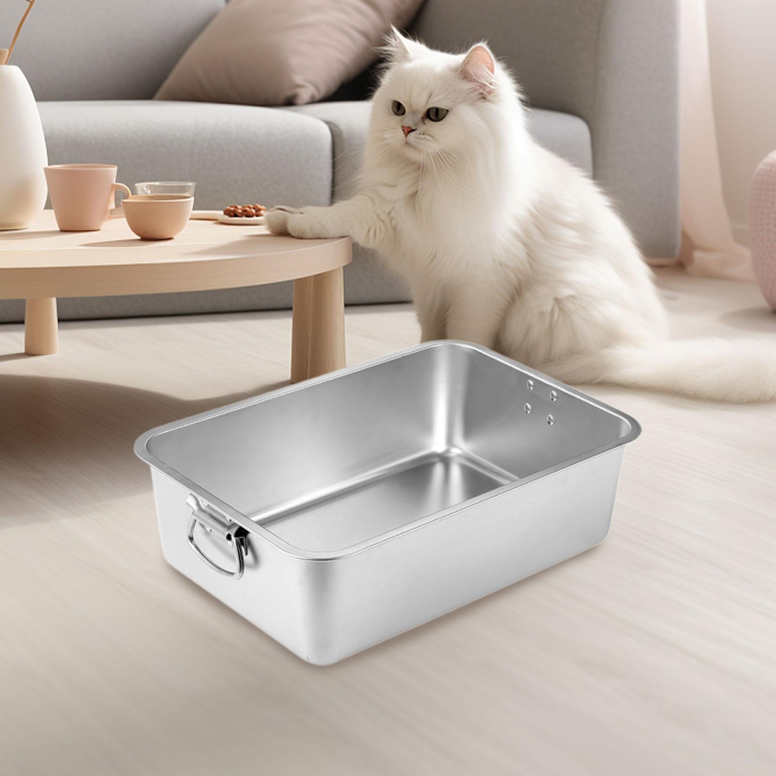 YWMJZEU Open Litter Box Kitten Potty Pan Stainless Steel Pet Bedpan Non Stick Sturdy Pet M