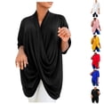 thumbnail image 1 of breaise Women's Wrap V Neck Ruched Tops Short Sleeve Split Hem Blouse Shirt Tunic Top Red,S, 1 of 6