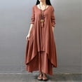 thumbnail image 6 of Bpxiofoy Long Sleeve Dressï¼Red Dresses for Womenï¼Linen Dressï¼Womens Dressesï¼Maxi Dress Wine M, 6 of 7