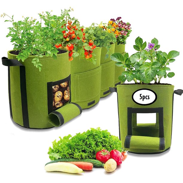 7 Gallon Potato Grow Bags with 2 Access Flaps, Heavy Duty Thickened