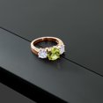 thumbnail image 4 of Gem Stone King 18K Rose Gold Plated Silver Green Peridot and White Moissanite Engagement Ring for Women | 3.67 Cttw | Round 8MM | Gemstone August Birthstone | Size 8, 4 of 5