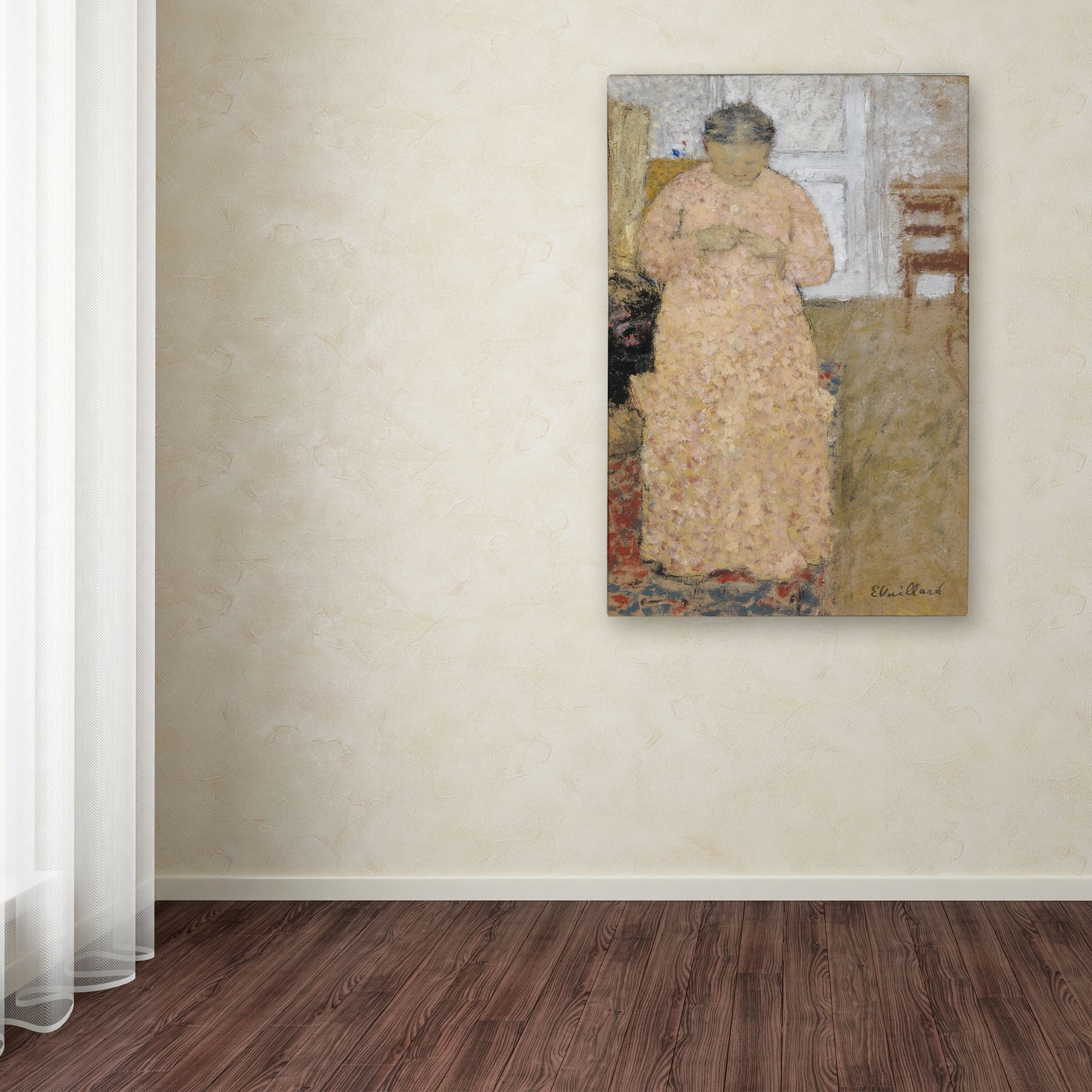 Trademark Fine Art 'Woman Knitting In Pink Dress' Canvas Art by Edouard Vuillard