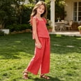 thumbnail image 6 of Cethrio Girls Summer Outfit Sets, Flutter Sleeve 2 Piece Plaid Casual Girls' Clothing Sets Red Size 11-12 T, 6 of 7