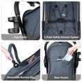 thumbnail image 4 of Beberoad Love R2 Small Travel Stroller Compact Stroller Foldable Lightweight Baby Stroller for Airplane, Infant Toddler Stroller with Adjustable Backrest, Cup Holder and Waterproof Canopy, Denim Blue, 4 of 5