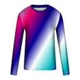 thumbnail image 4 of BLVB Long Sleeve Shirts for Men Trendy Gradient Crew Neck Pullover Tops Casual Plus Size Workout Blouse Tee Dark Blue, 4 of 5