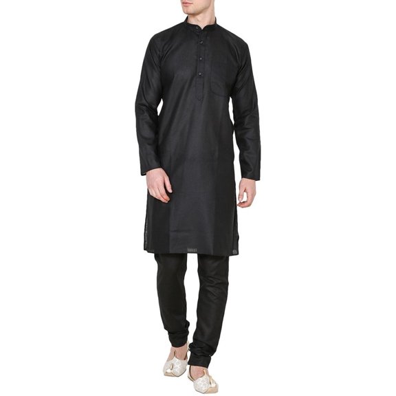 Royal Kurta Men's Black Linen Kurta Pyjama