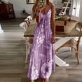 thumbnail image 2 of Robe Boho à Bretelles Spaghetti Florale Vintage Imprimé Floral Sans Manches Longue Maxi Robes Été Plage Vacances Robe d'Été (Violet, m), 2 of 7