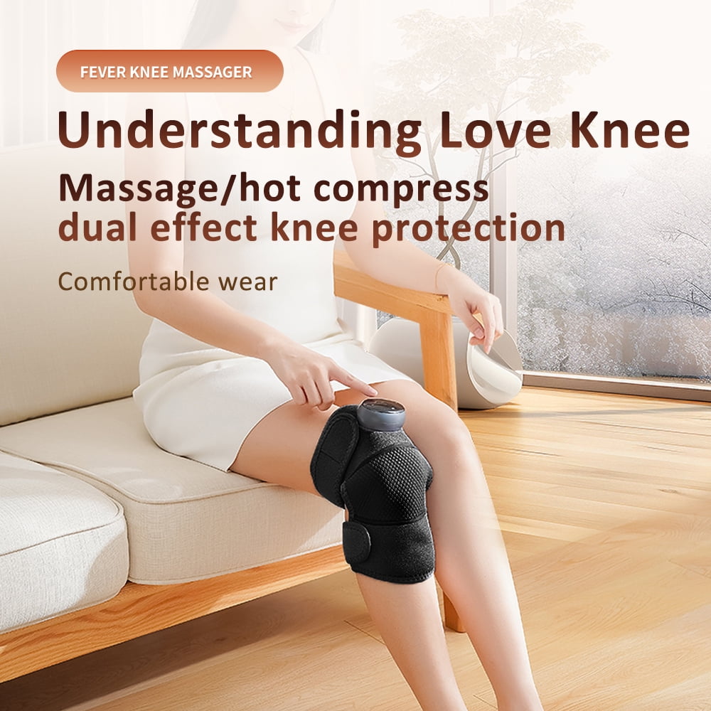 Heated Knee Massager with LED Screen, 3 in 1 Rechargeable Heated Knee Brace Wrap with 5 Heating Levels & 5 Vibration, Heated Knee Pad for Shoulder Elbow Knee