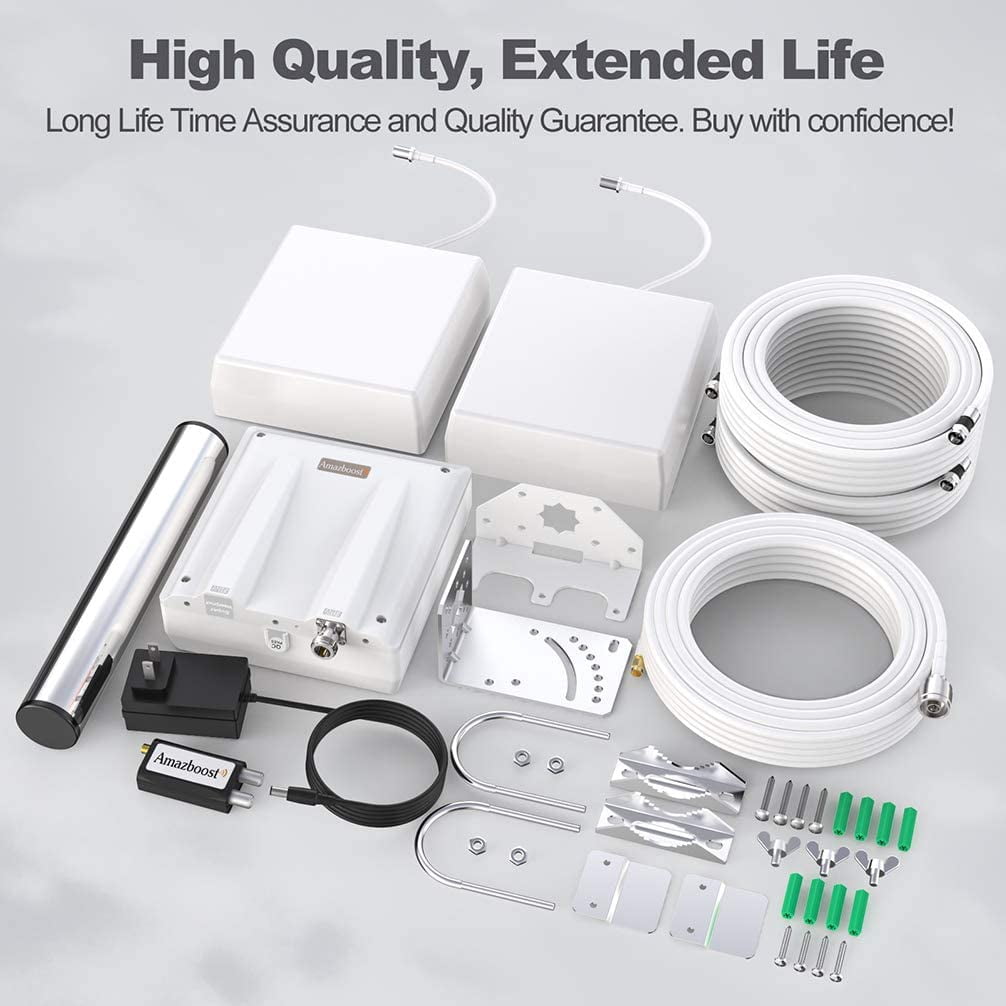 Amazboost A6 Cell Phone Signal Booster for Home Office,Cell Phone Booster Up to 8,000 sq ft | All U.S. Carriers 5G 4G 3G-Compatible with Verizon, AT&T, T-Mobile, Sprint & More | FCC Approved