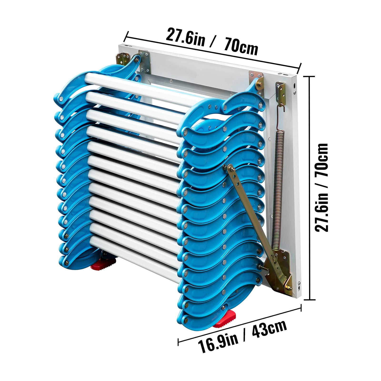 BENTISM Retractable 12 Steps Pulldown Attic Stairs Folding Loft Ladder, 19.7 x 5.5 in, Mg-Al Alloy, Blue